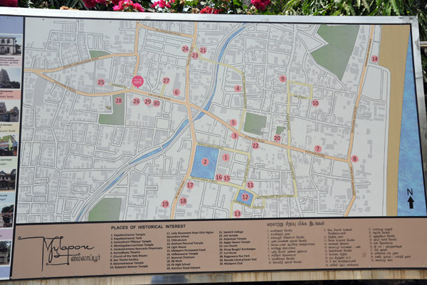 Map of tourist sites of southern Chennai