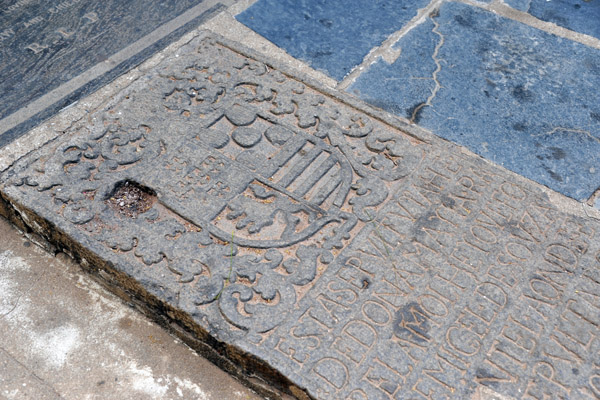 Old Tombstone used to pave the front of the Luz Church