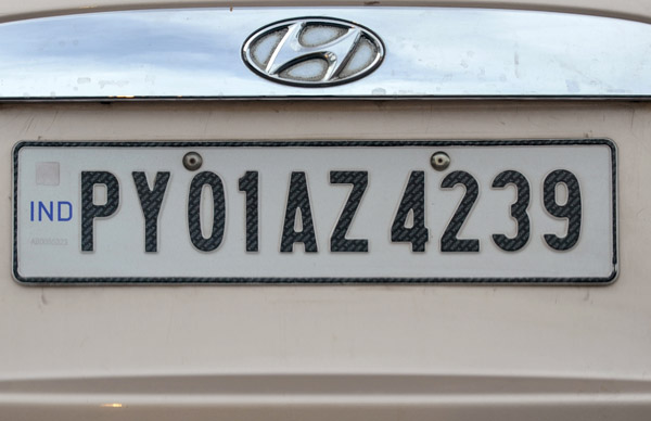 India License Plate - Union Territory of Puducherry (Pondicherry)