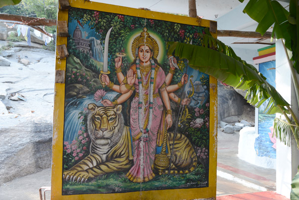 Modern painting of a Hindu goddess near Anegondi