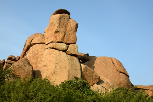Granite formations inside the walls of Anegondi, typical of the Hampi region