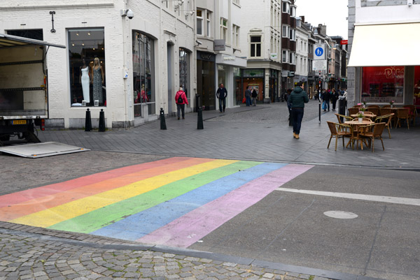 Pride Flag as pedestrian crossing, Vrijthof, Maastricht
