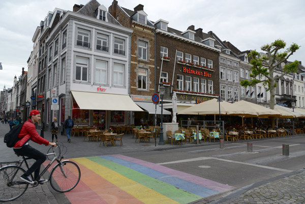 Pride Flag as pedestrian crossing, Vrijthof, Maastricht