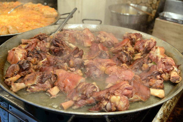 Steaming tray of meat, Budapest Christmas Market