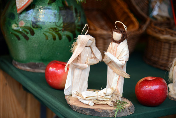 Jesus, Mary and Joseph made of dried corn husk, Budapest Christmas Market