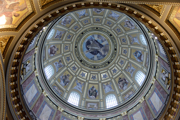 The dome of St. Stephen's Basilica rises 96m, equal to the dome of the Hungarian Parliament