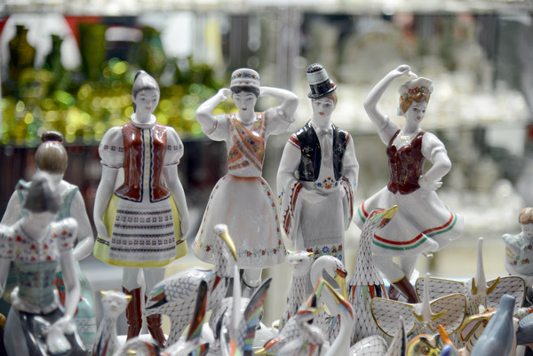 Porcelain figures in traditional dress, Central Market Hall, Budapest