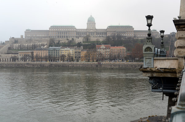 Buda Castle from the Chain Bridge, Danube River