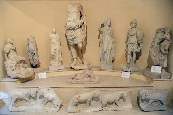 Various sculptures excavated at Ostia Antica