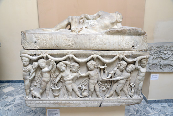 Child's Sarcophagus with a procession of Dionysian cupids from the Isola Sacra, Greek, 2nd C. AD