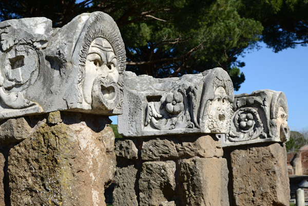 Carved stone theatrical masks, Theater of Ostia Antica