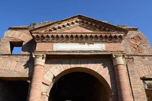 Horrea Epagathiana et Epaphroditana, the only warehouse with the inscription still intact, Ostia Antica