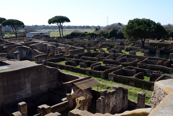 View of the ruins of Ostia Antica from the Terme dei Sette Sapienti