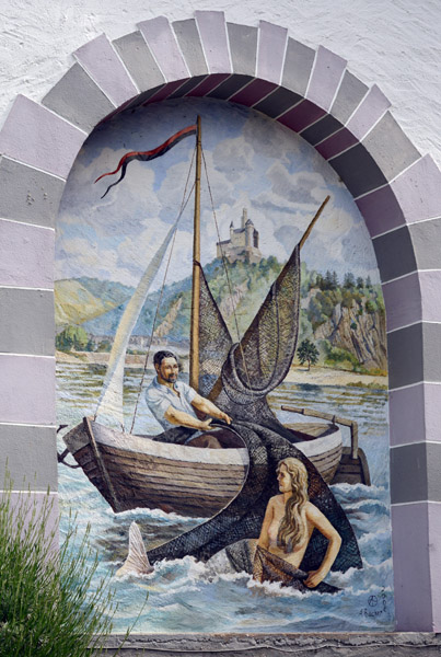 Mural of the siren Lorelei, Spay-Rhein