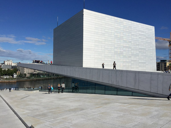 Climbing the roof of the Oslo Opera House