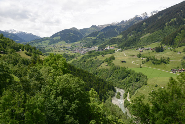 Vorderrhein Valley looking back to Disentis