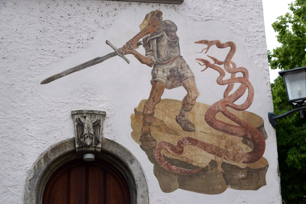 Bayerische Lftlmalerei - Knight slaying the Hydra, Lindau