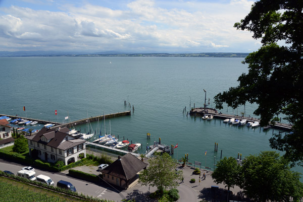View of Lake Constance across to Switzerland from the Staatsweingut, Meersburg
