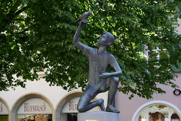 Sculpture of a boy with a bird, Mnsterstrae, berlingen