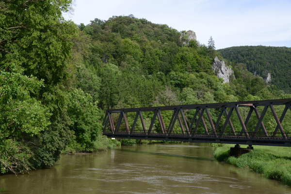 Railroad bridge over the Danube around the bend from Beuron