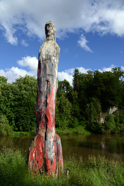 Tree stump along the Danube carved into a figure