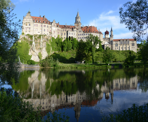 Reflection of Sigmaringen Castle in the Danube