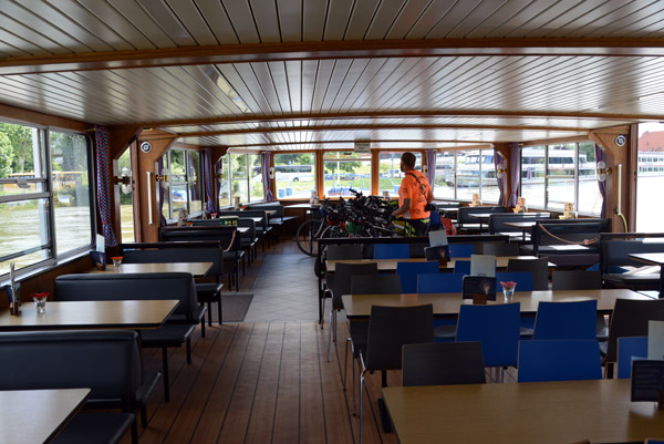 Passenger cabin of the Weltenburg-Kelheim tourist boat