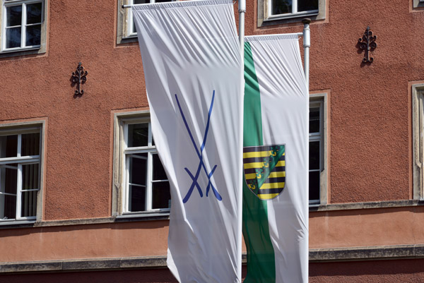 Flag with the famous Meissen Porcelain crossed swords logo