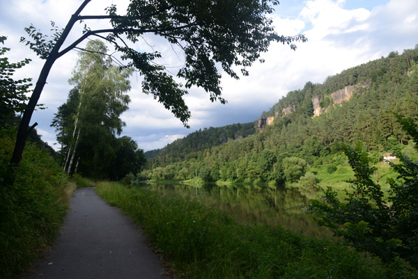 Elberadweg - Bicycle Path on the Left Bank of the Elbe entering Saxony