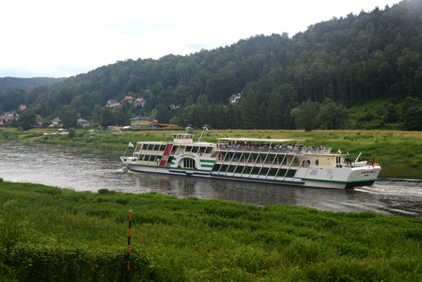 Schsische Dampfschiffahrt  Elbe tourist boat August der Starke, Stadt Wehlen