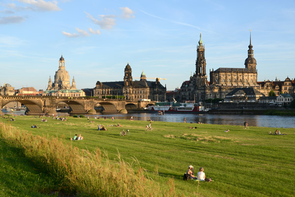 Knigsufer across from the old city of Dresden, reconstructed after its destruction in February 1945