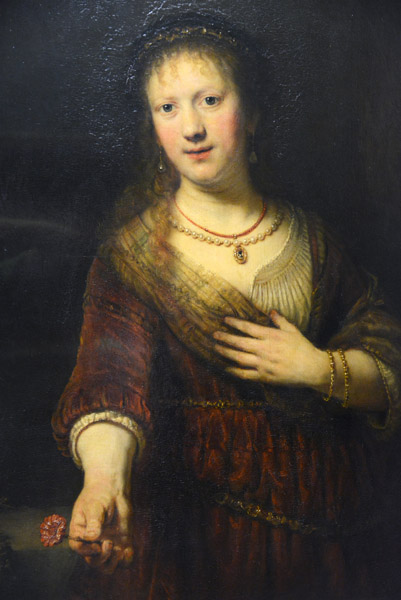 Saskia with a Red Flower, 1641, Rembrandt