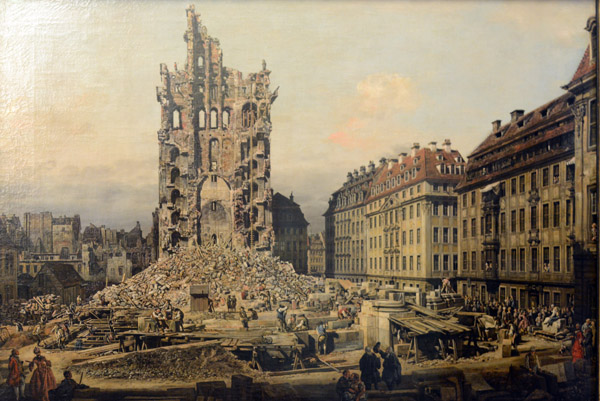 The Ruins of the former Kreuzkirche in Dresden, 1765, Canaletto