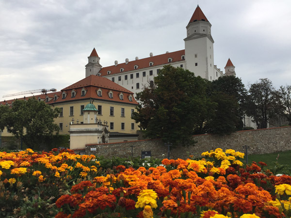 Flowerbed with Bratislava Castle