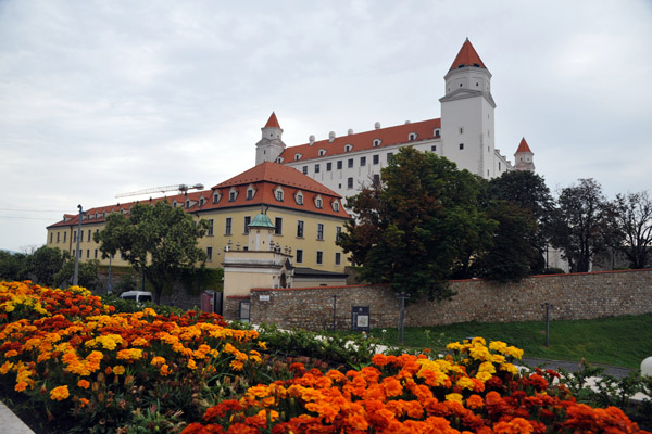 Flowerbed with Bratislava Castle