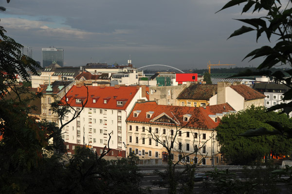 Bratislava's old town from the descent of Castle Hill