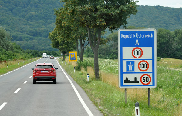 Entering Austria on the bus from Bratislava to Vienna