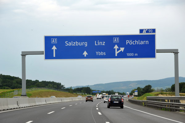 Austrian Autobahn A1 from Vienna to Linz and Salzburg
