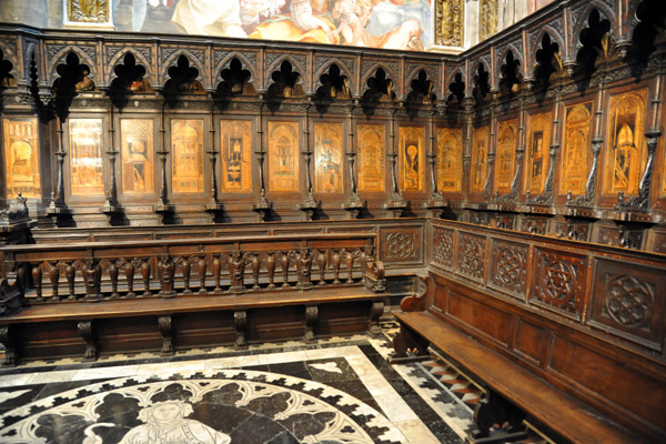 Wooden choir stalls, 14th C., Siena Cathedral