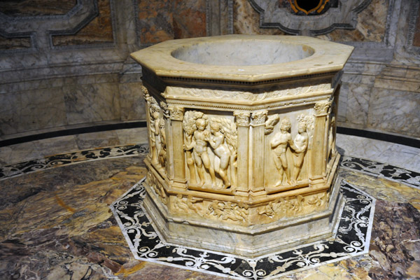 Mid-15th C. baptismal font, Chapel of St. John the Baptist, Siena Cathedral