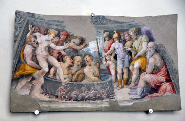 Fresco fragment - Romans boiling Christians