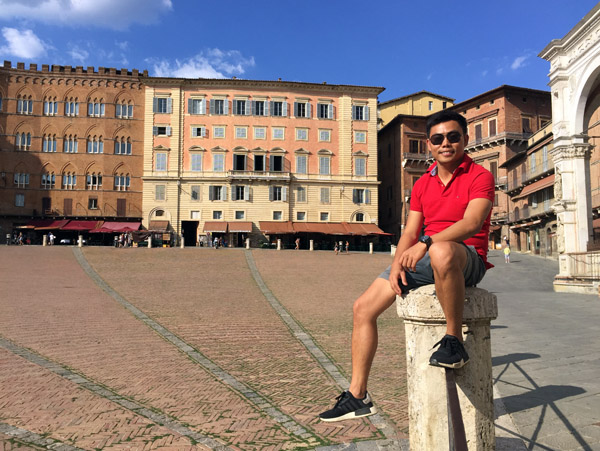 Max at the Piazza del Campo, Siena 
