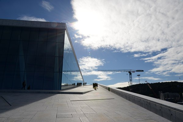 Climbing the roof of the Oslo Opera House