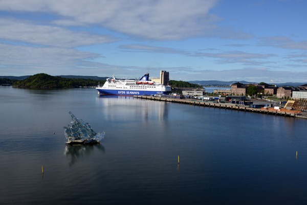 View of Oslo Harbor from the Opera with the DFDS ferry terminal