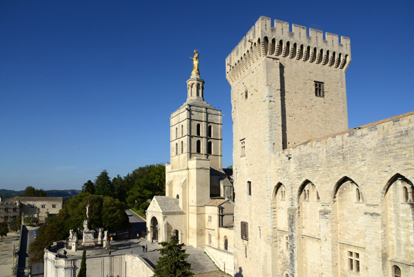 Cathedral of Avignon (Notre-Dame des Doms) with the Tour de la Campane, Palais des Papes