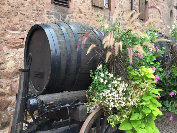 Wine Casks on a cart by the city wall, Riquewihr