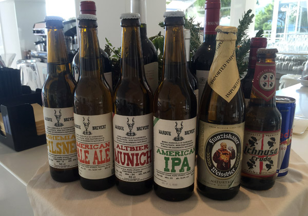 Selection of craft beers at the Hotel El Faro near Alghero