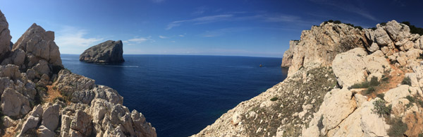 Panorama of view of the western cliffs of Capo Caccia
