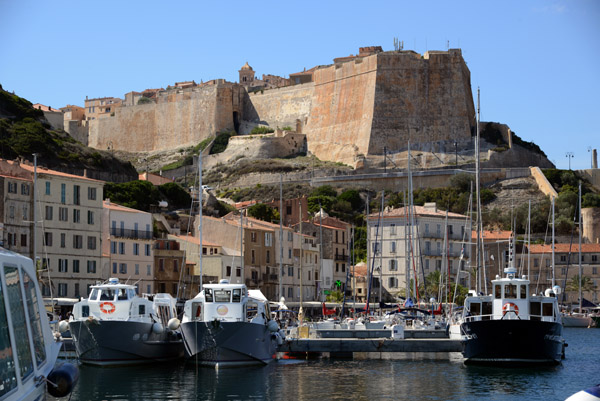 The Fortress-City of Bonifacio, built on steep peninsula protecting an excellent harbor at the very south of Corsica