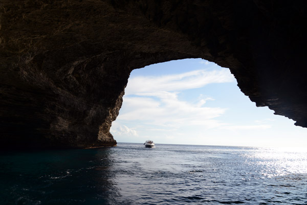 Inside the sea cave Grotte de Sdragonato, Bonifacio